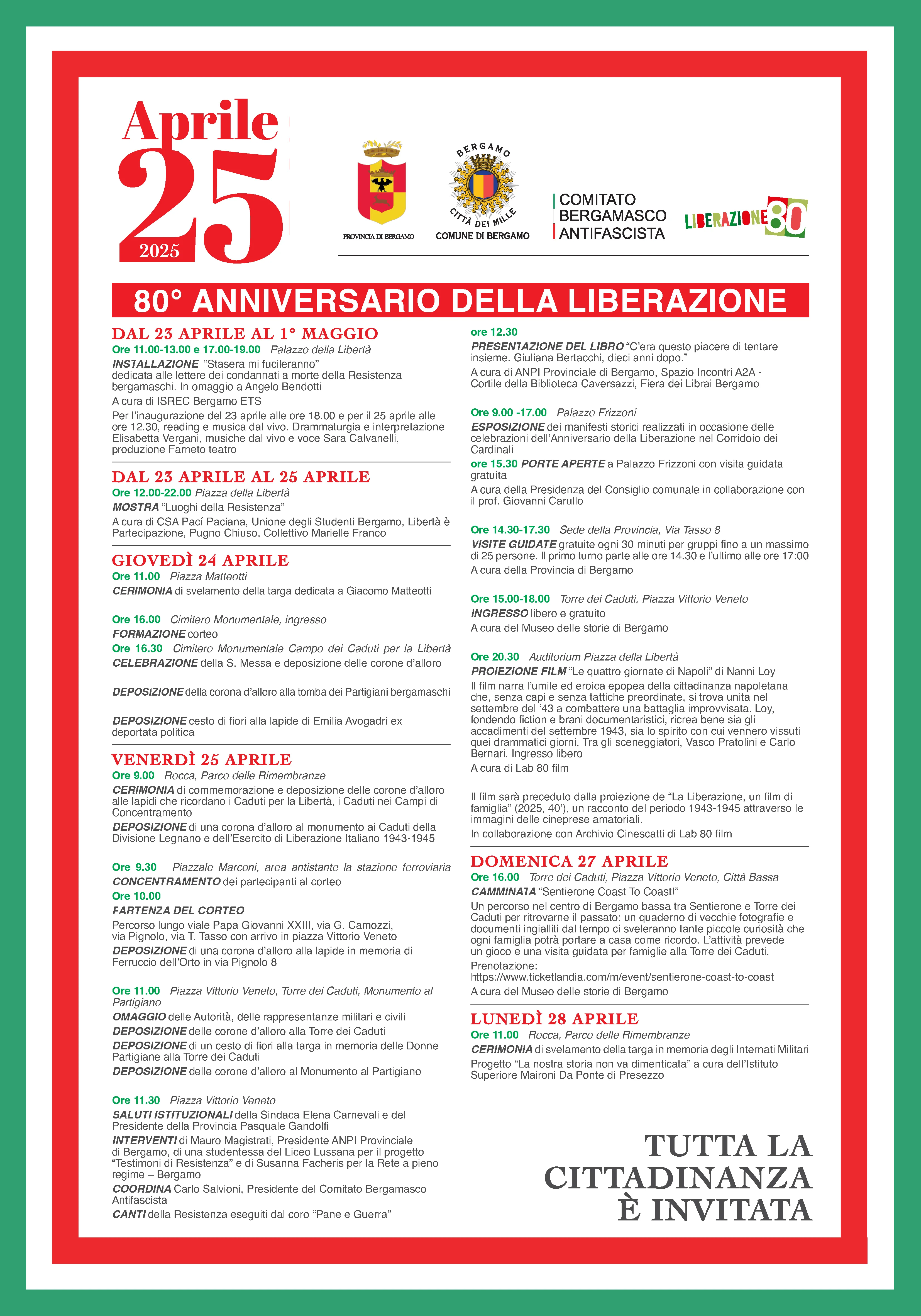 Locandina 80° anniversario della Liberazione